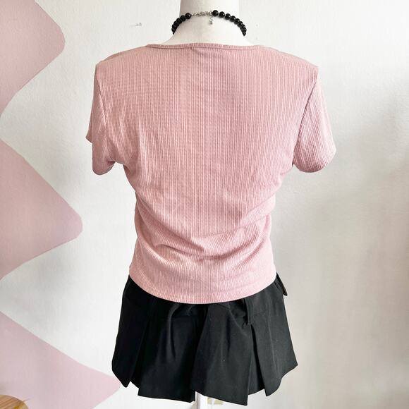 Pink Tie Front Top, Baddie, Coquette, Romantic, Festival,‎ Large, Girly - Picture 3 of 3